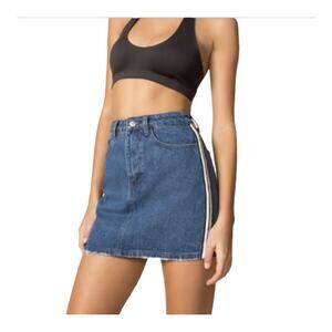 Superdown Marianna Side Stripe Denim Skirt Blue Women's Size Medium